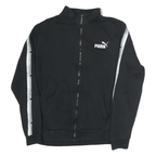 PUMA Mens Black Classic Cotton Zip Jacket M Logo Tape Striped Sleeves Sportswear