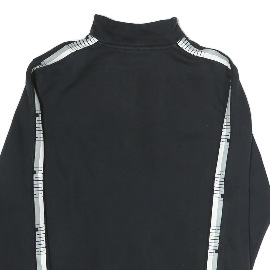 PUMA Mens Black Classic Cotton Zip Jacket M Logo Tape Striped Sleeves Sportswear