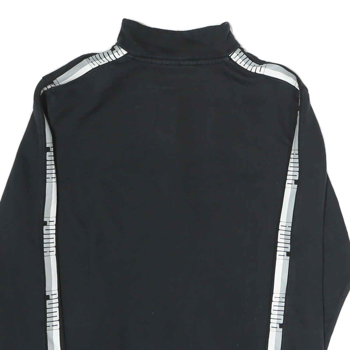PUMA Mens Black Classic Cotton Zip Jacket M Logo Tape Striped Sleeves Sportswear