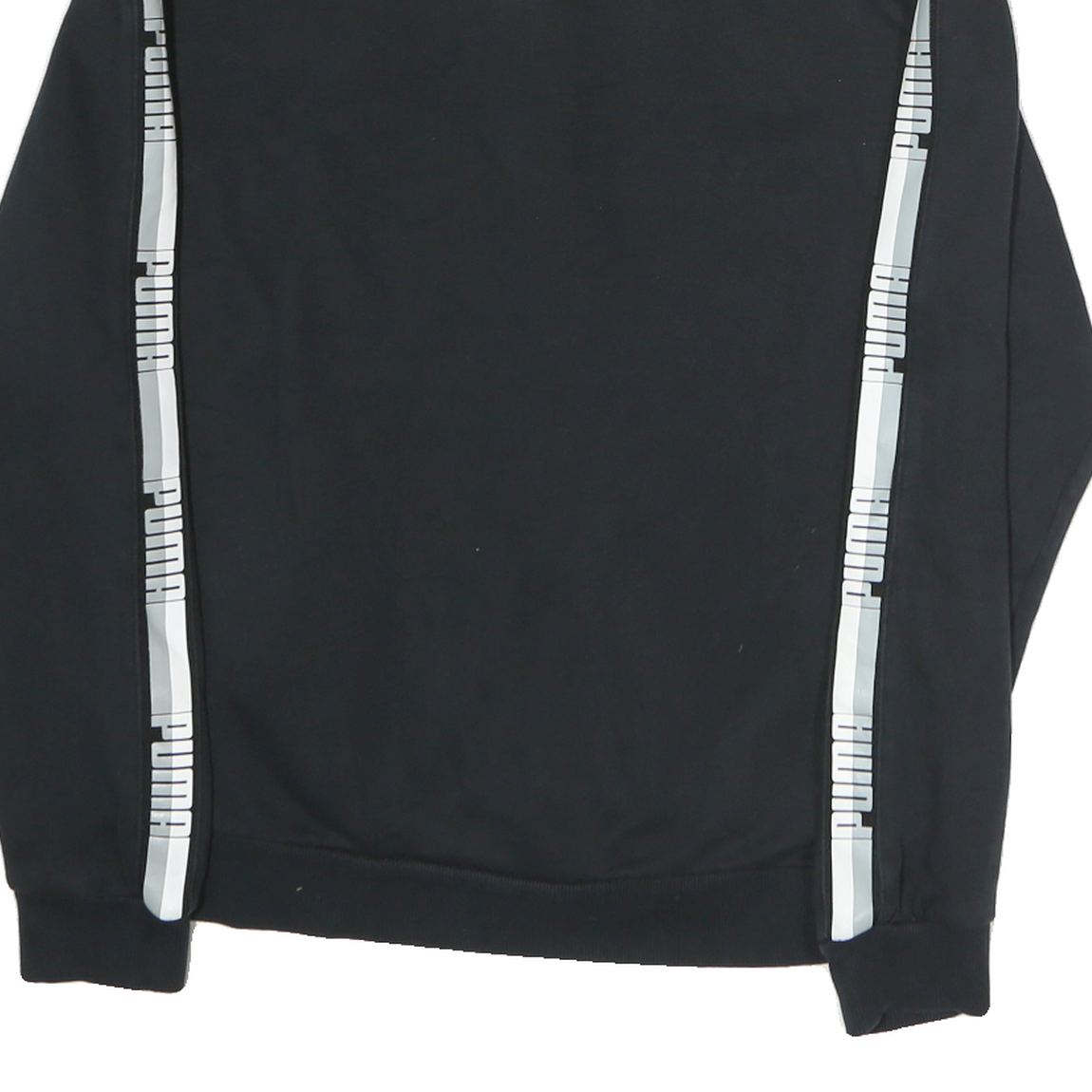 PUMA Mens Black Classic Cotton Zip Jacket M Logo Tape Striped Sleeves Sportswear