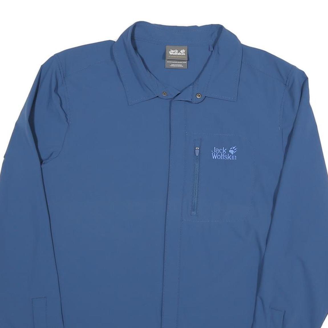 JACK WOLFSKIN Mens Blue Polyester Blend Shirt M Outdoor Utility Zip Pocket