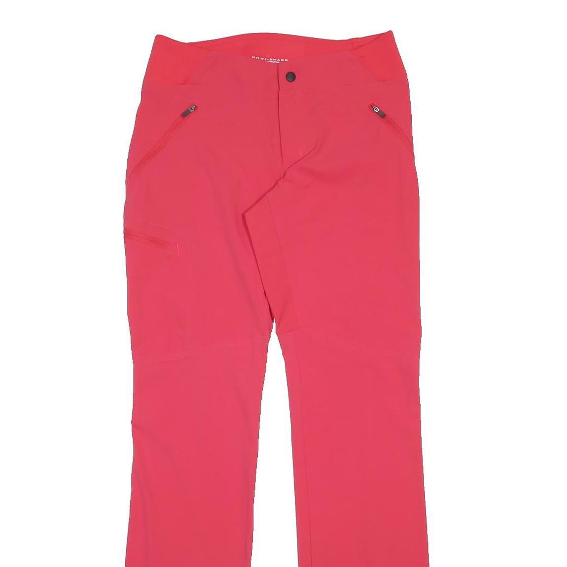 COLUMBIA Womens Nylon Red Slim Straight Trousers W29 L35 Outdoor Zip Pockets