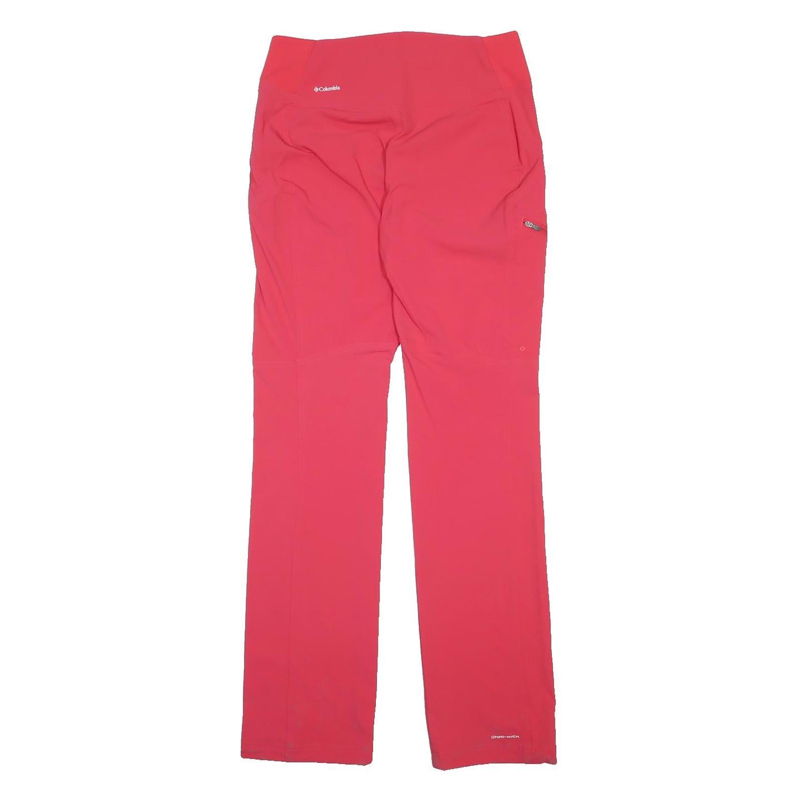 COLUMBIA Womens Nylon Red Slim Straight Trousers W29 L35 Outdoor Zip Pockets