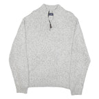 CHAPS Mens Grey Patterned Pullover Jumper Cotton Blend L Half Zip Crew Neck