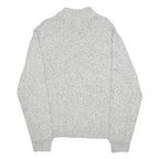CHAPS Mens Grey Patterned Pullover Jumper Cotton Blend L Half Zip Crew Neck