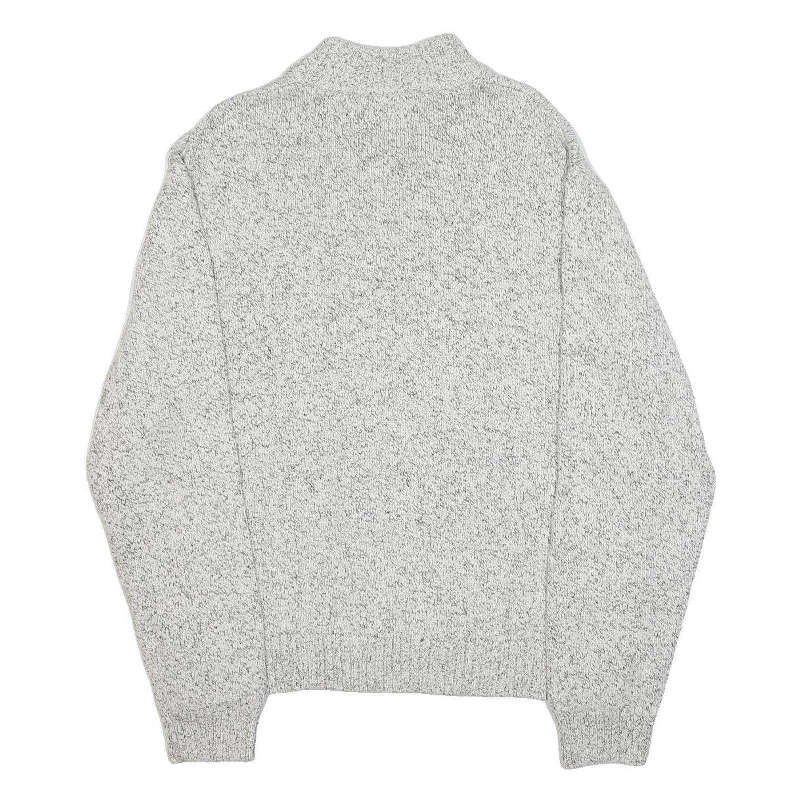 CHAPS Mens Grey Patterned Pullover Jumper Cotton Blend L Half Zip Crew Neck