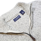 CHAPS Mens Grey Patterned Pullover Jumper Cotton Blend L Half Zip Crew Neck