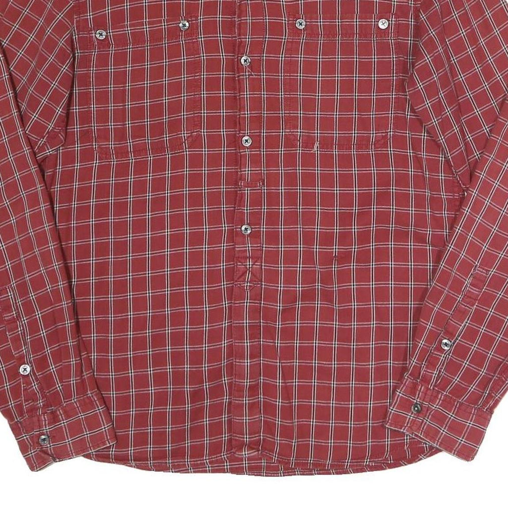 HILFIGER DENIM Mens Red Check Shirt L Casual Cotton Long Sleeve Button