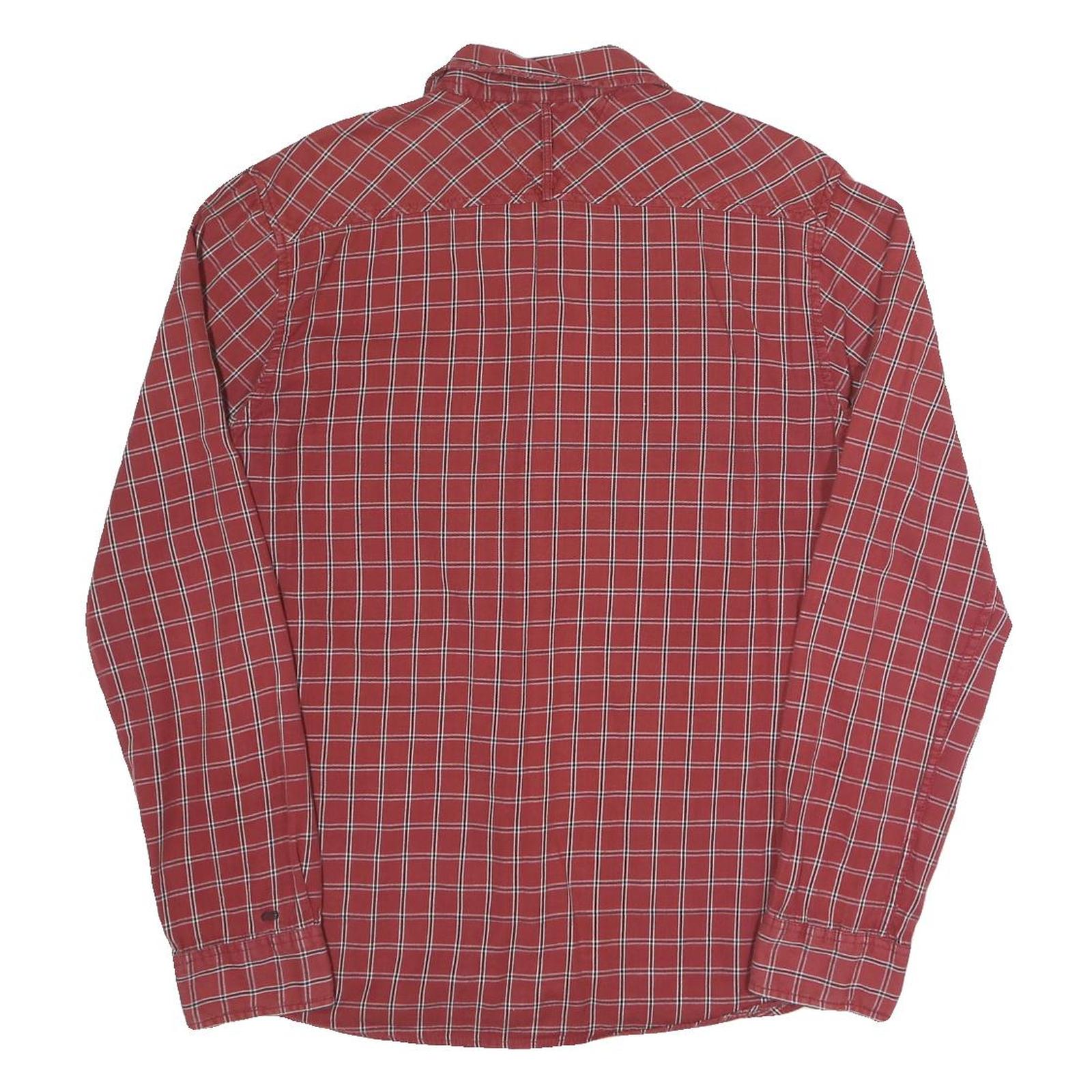 HILFIGER DENIM Mens Red Check Shirt L Casual Cotton Long Sleeve Button