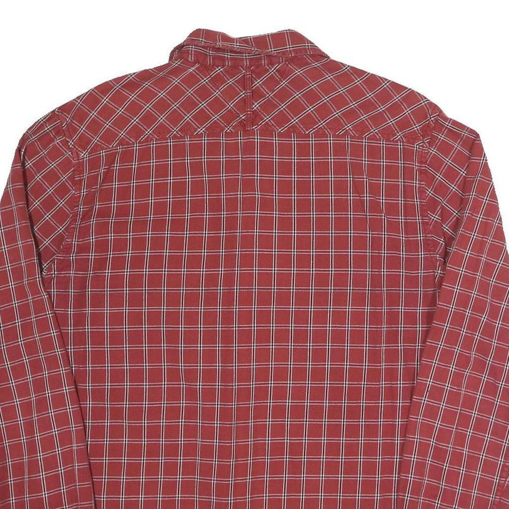HILFIGER DENIM Mens Red Check Shirt L Casual Cotton Long Sleeve Button