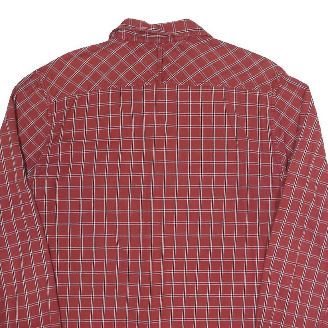 HILFIGER DENIM Mens Red Check Shirt L Casual Cotton Long Sleeve Button