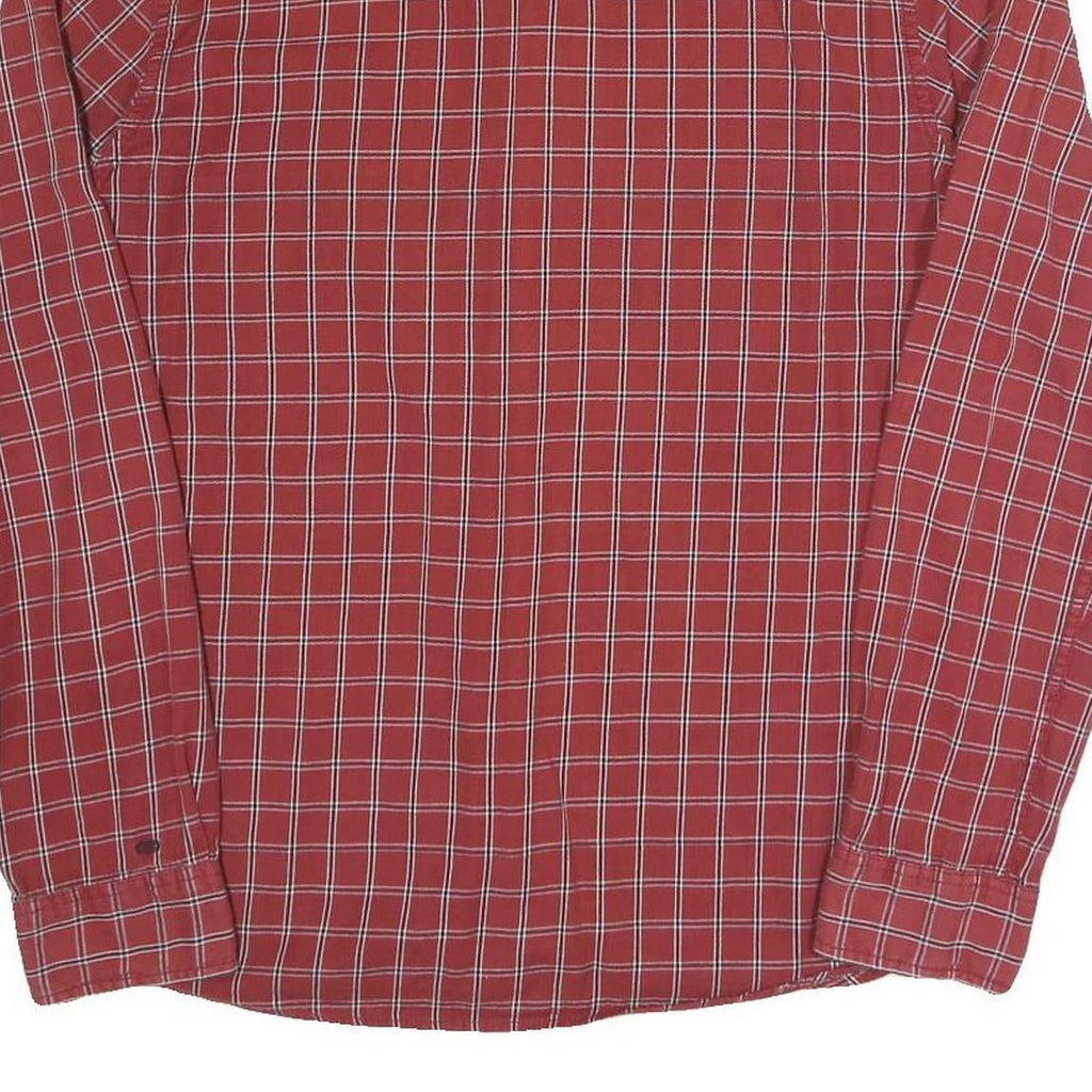HILFIGER DENIM Mens Red Check Shirt L Casual Cotton Long Sleeve Button