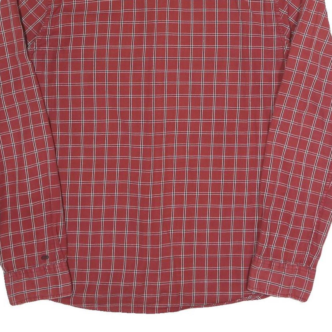 HILFIGER DENIM Mens Red Check Shirt L Casual Cotton Long Sleeve Button