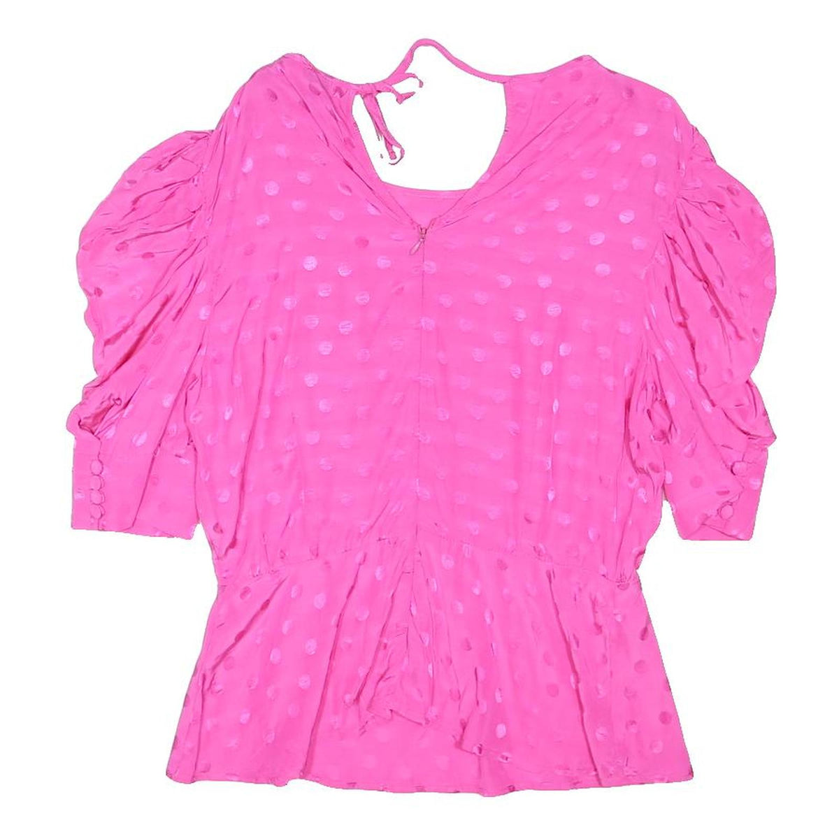 NOBODYS CHILD Womens Pink Printed Puff Sleeve Top UK 10 Polka Dot Tie Back