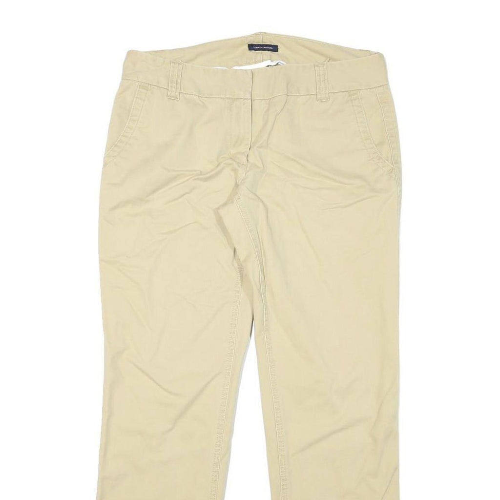 TOMMY HILFIGER Womens Beige Cotton Blend Regular Straight Trousers W34 L30