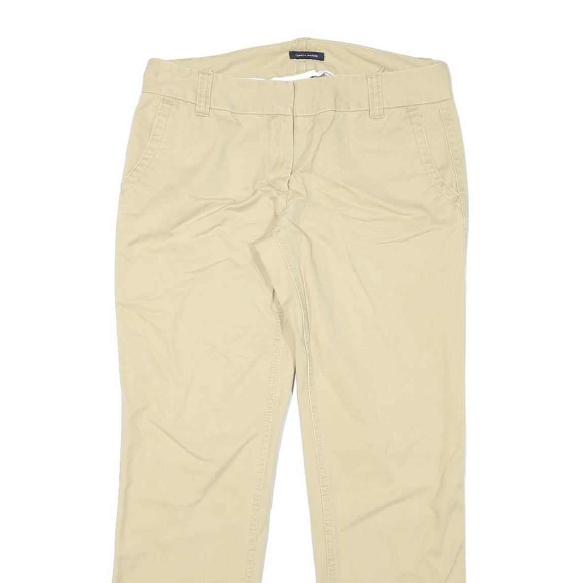 TOMMY HILFIGER Womens Beige Cotton Blend Regular Straight Trousers W34 L30