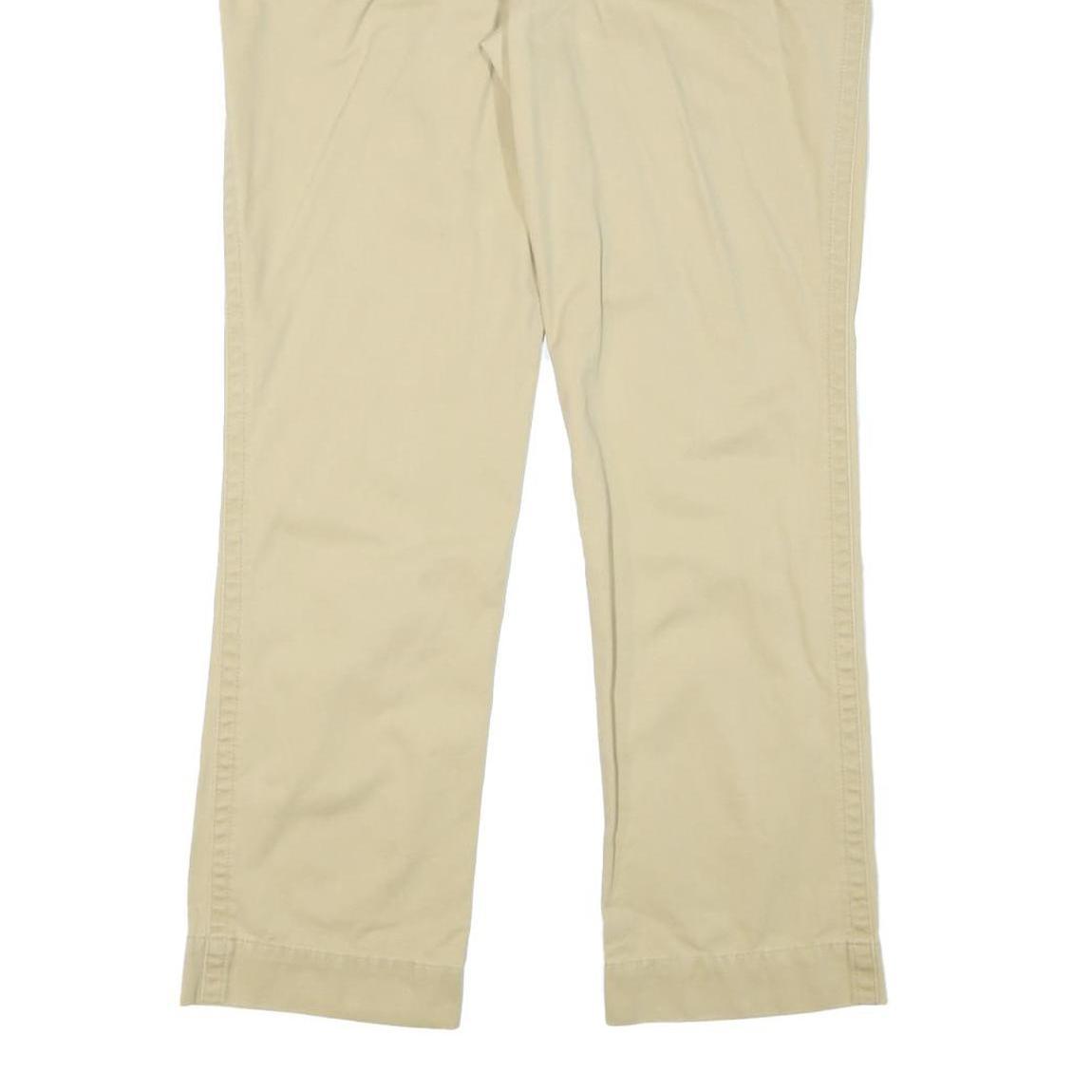 TOMMY HILFIGER Womens Beige Cotton Blend Regular Straight Trousers W34 L30