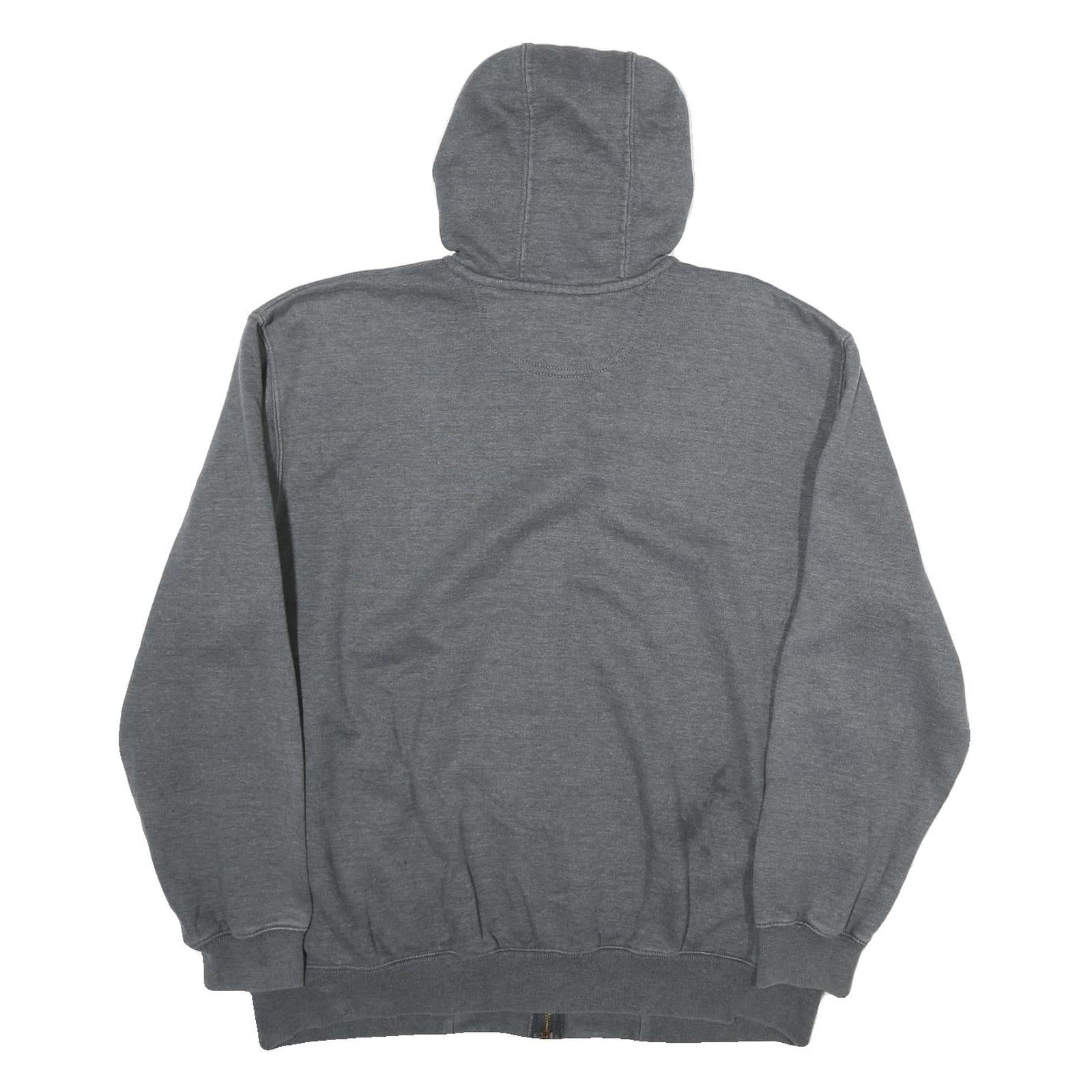 CARHARTT Mens Grey Full Zip Hoodie L Vertical Logo Cotton Blend Casual Workwear