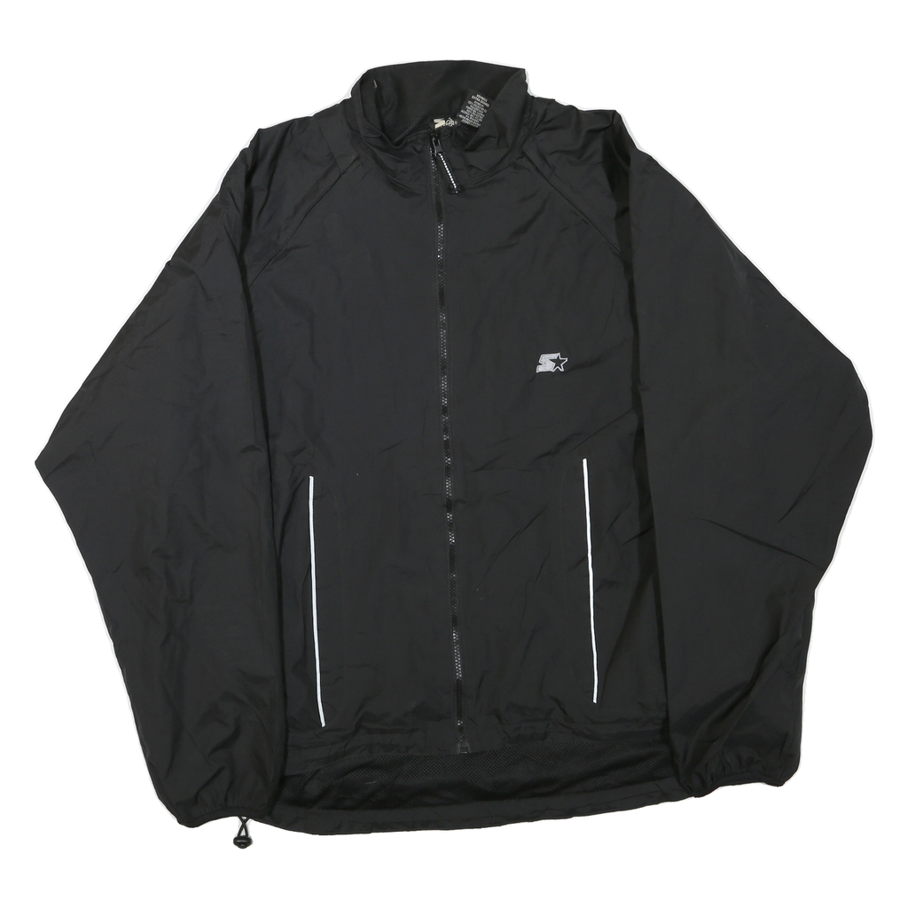 STARTER Mens Black Lightweight Zip Jacket XL Polyester Blend Plain Sports Style