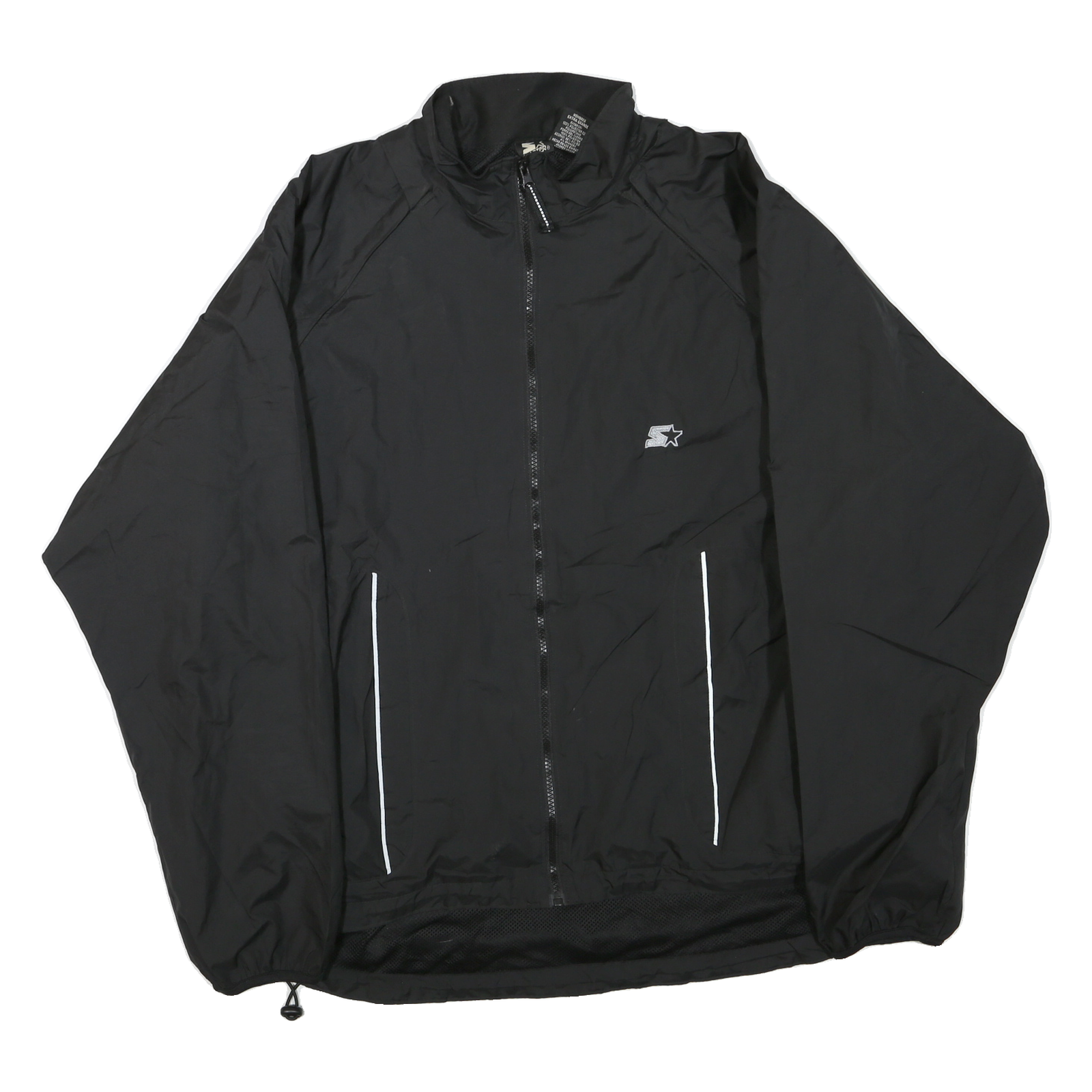 STARTER Mens Black Lightweight Zip Jacket XL Polyester Blend Plain Sports Style
