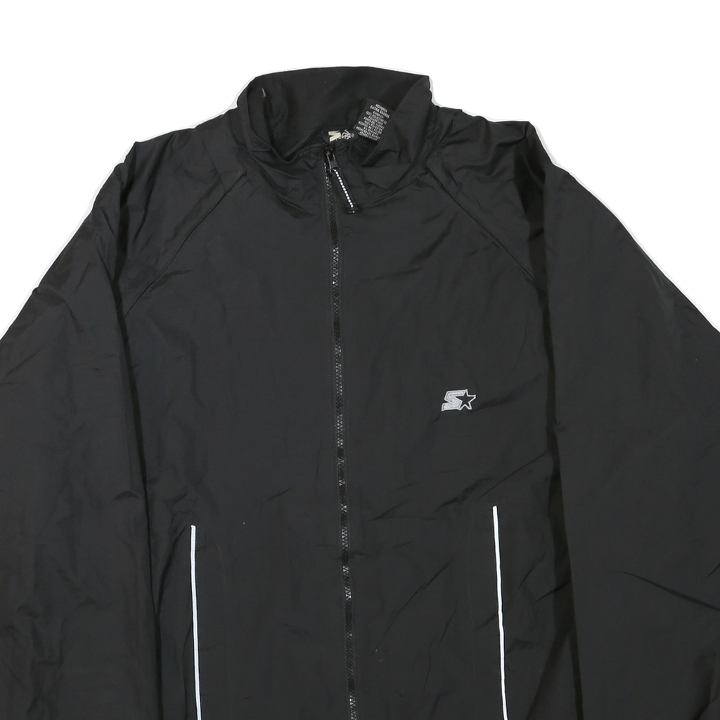 STARTER Mens Black Lightweight Zip Jacket XL Polyester Blend Plain Sports Style