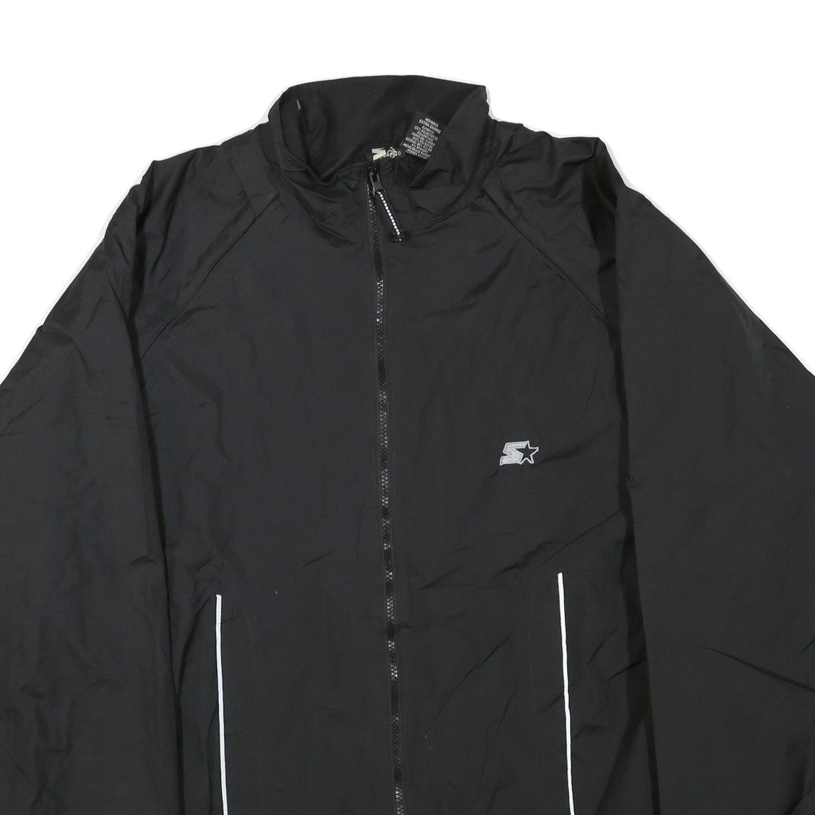 STARTER Mens Black Lightweight Zip Jacket XL Polyester Blend Plain Sports Style