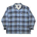 DICKIES Mens Blue & Navy Check Button Jacket XL Cotton Casual Workwear Shirt