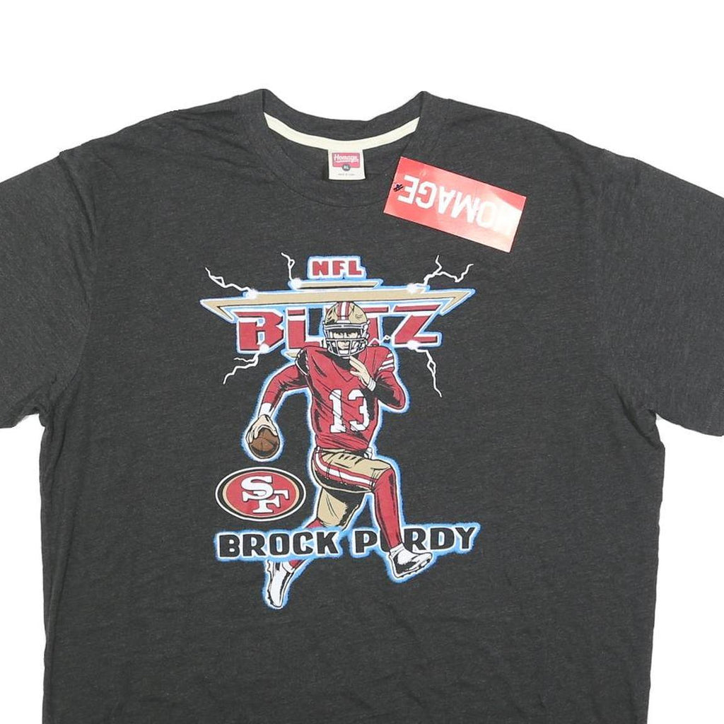 HOMAGE Mens Black NFL Blitz Brock Purdy Graphic T-Shirt XL Short Sleeve Crew