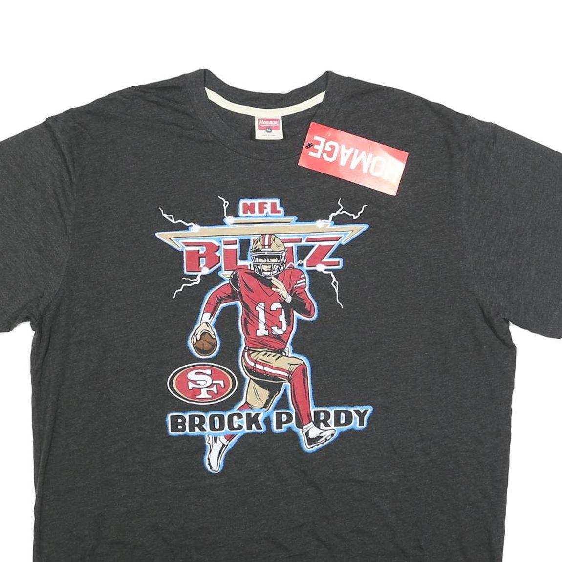 HOMAGE Mens Black NFL Blitz Brock Purdy Graphic T-Shirt XL Short Sleeve Crew
