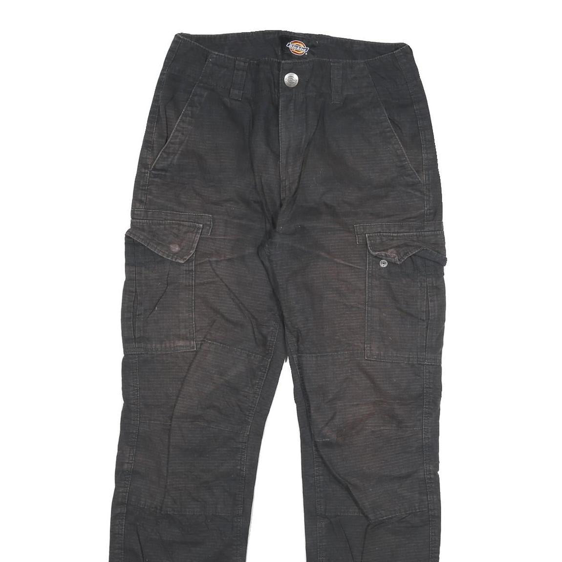 DICKIES Mens Cotton Blend Black Regular Fit Cargo Trousers W29 L30 Durable