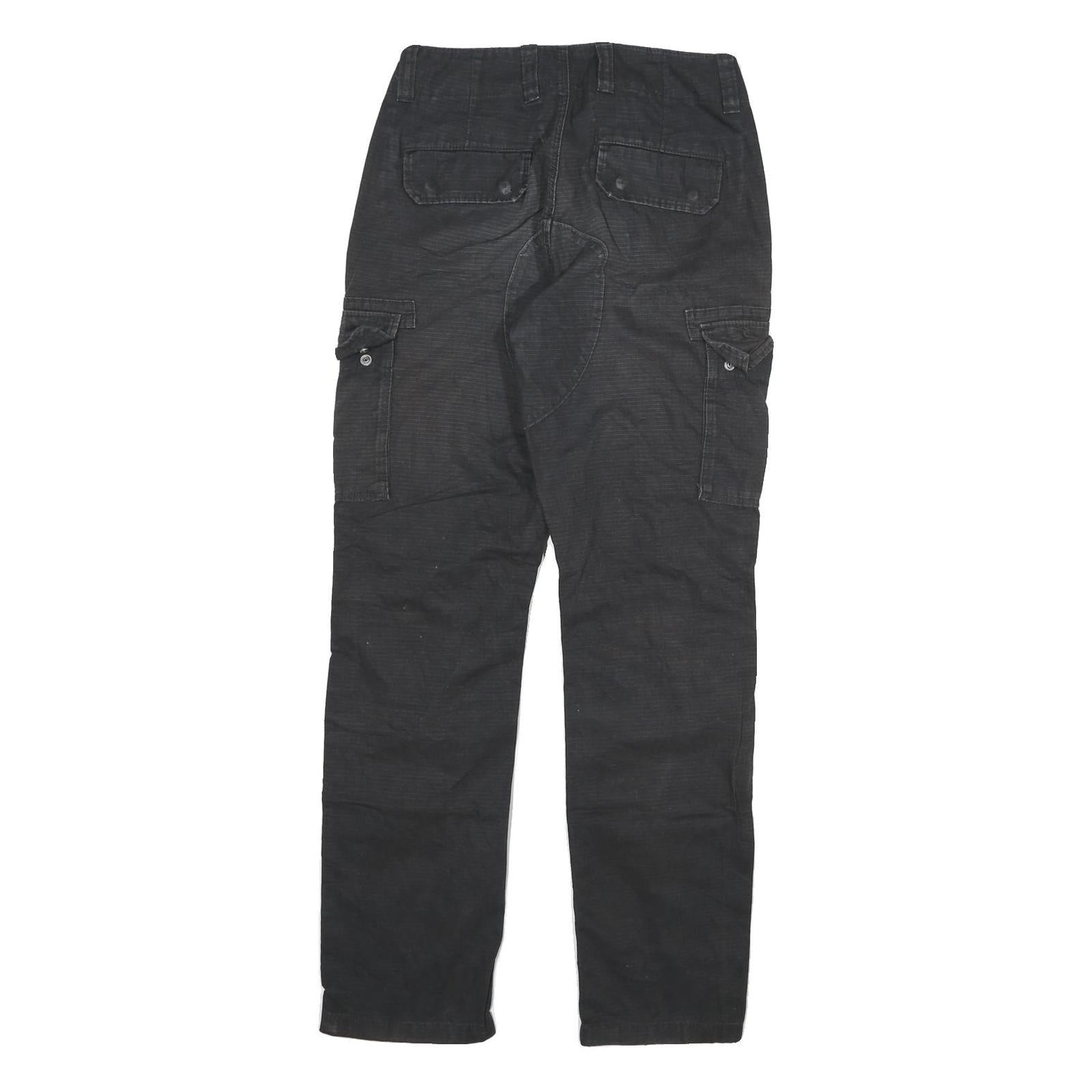 DICKIES Mens Cotton Blend Black Regular Fit Cargo Trousers W29 L30 Durable
