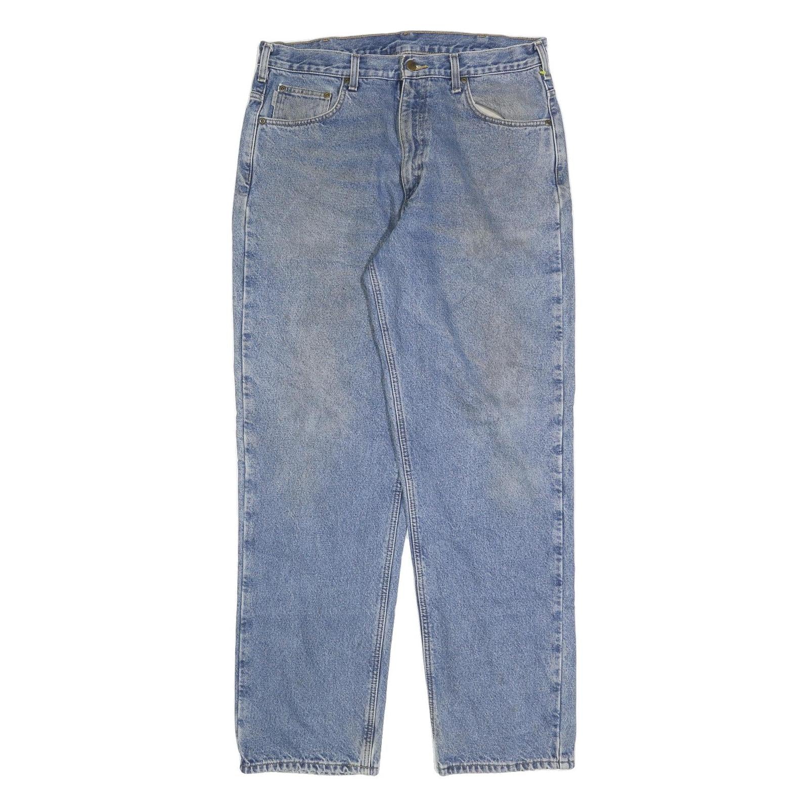 CARHARTT Mens Jeans Blue Cotton Blend Regular Straight Zip W36 L34 Classic