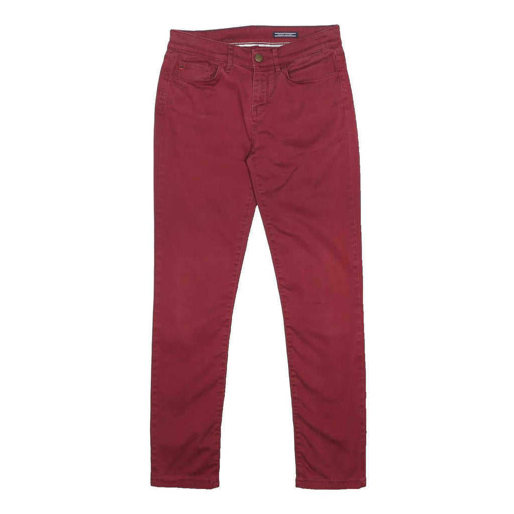 TOMMY HILFIGER Womens Cotton Blend Red Slim Skinny Trousers W27 L28 Casual