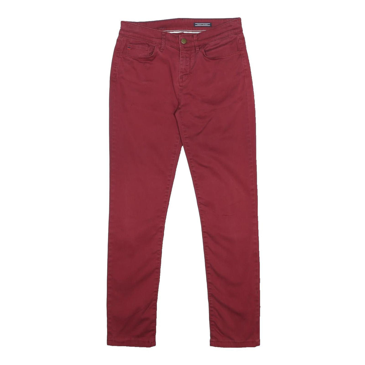 TOMMY HILFIGER Womens Cotton Blend Red Slim Skinny Trousers W27 L28 Casual