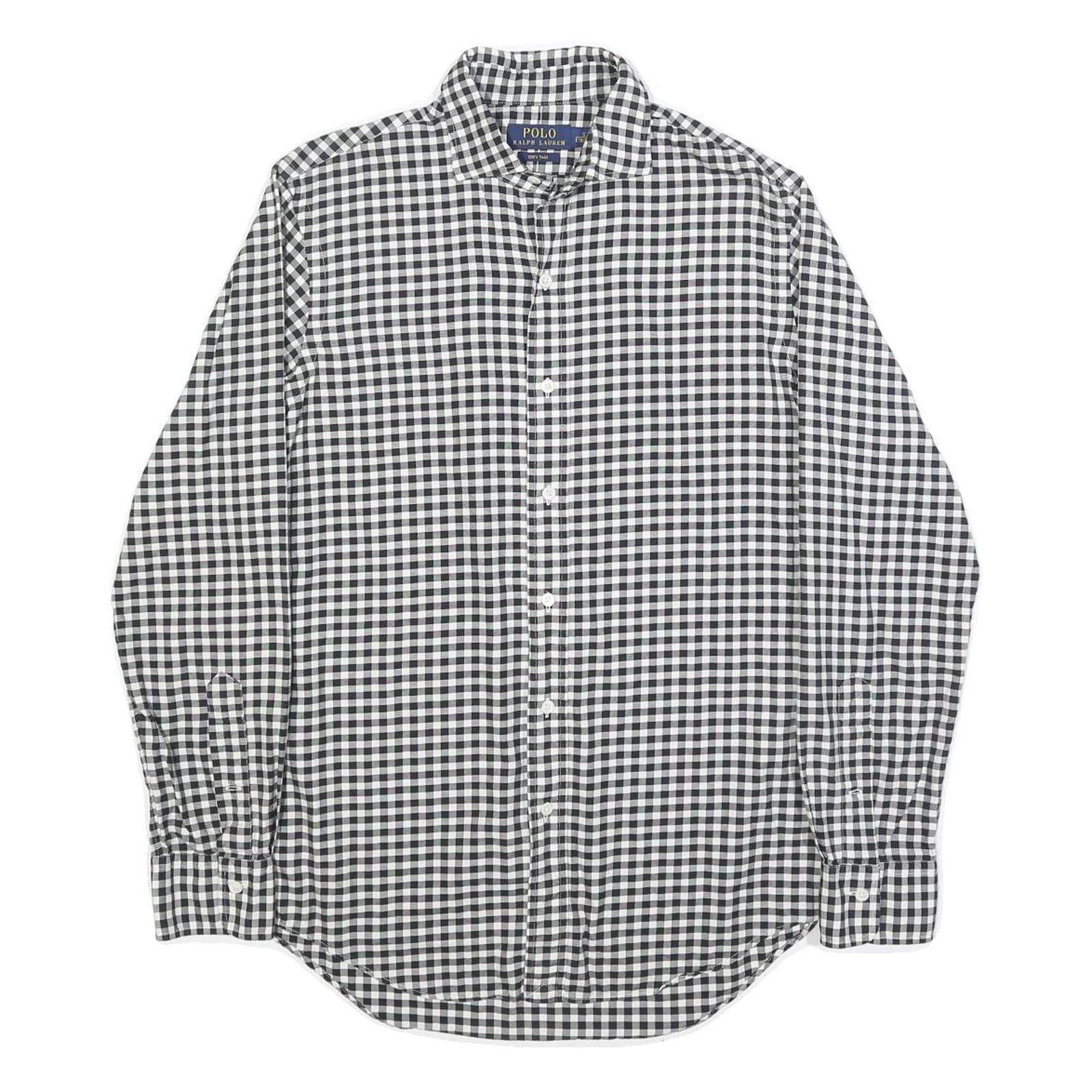 POLO RALPH LAUREN Mens Black & White Check Shirt S Cotton Classic Long Sleeve