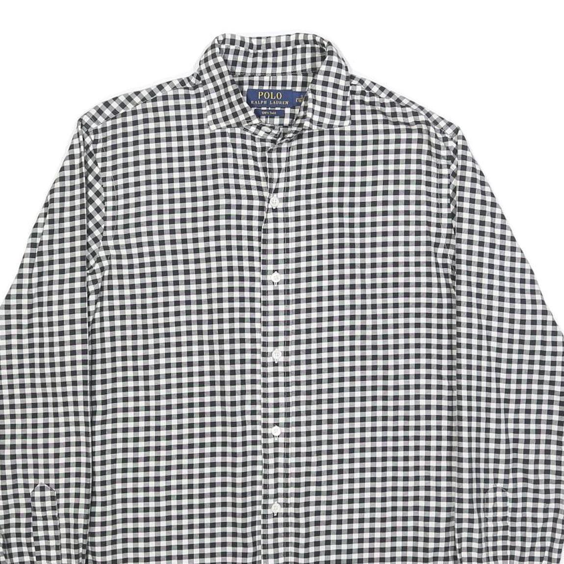 POLO RALPH LAUREN Mens Black & White Check Shirt S Cotton Classic Long Sleeve
