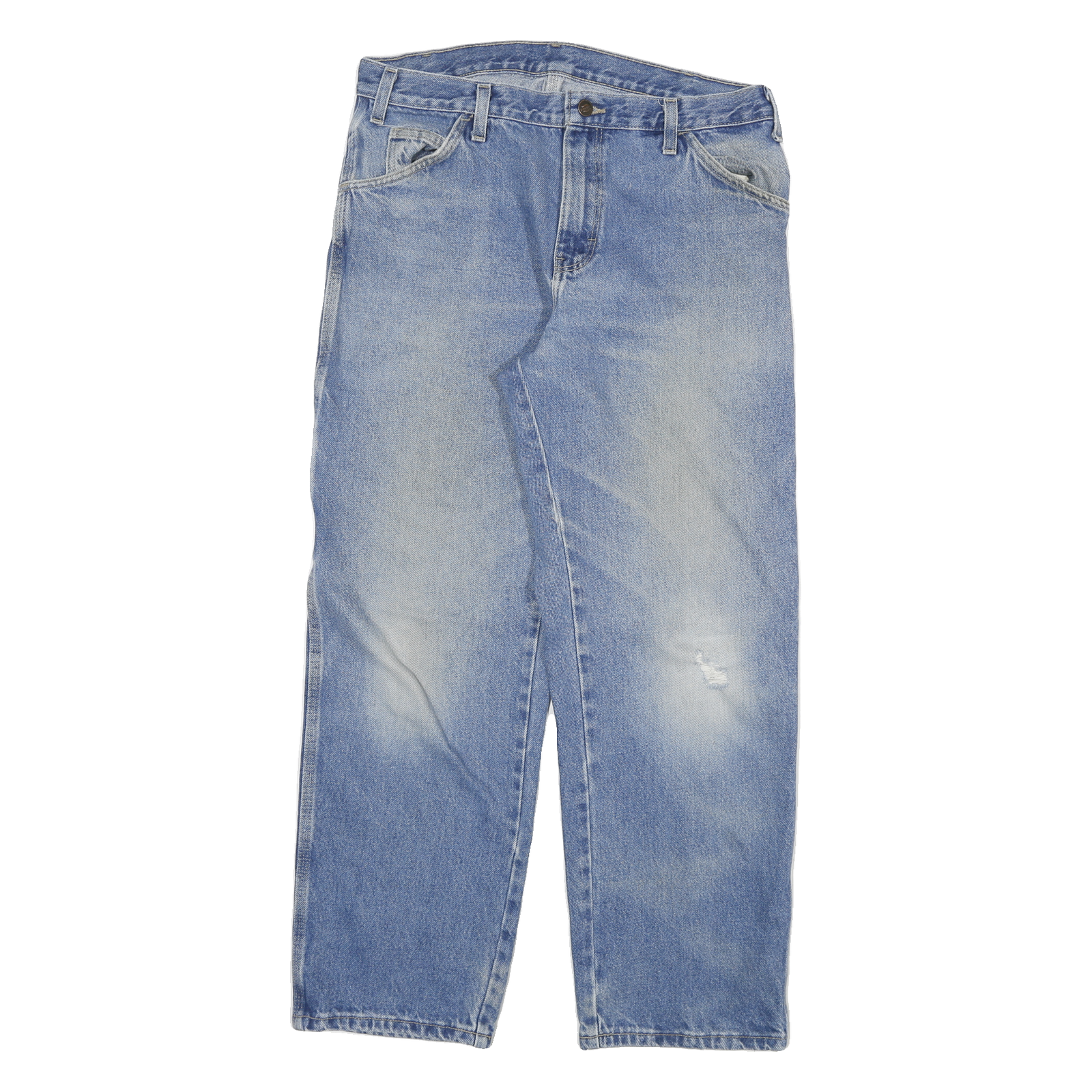 DICKIES Mens Regular Fit Blue Denim Jeans W32 L29 Workwear Style Zip Closure