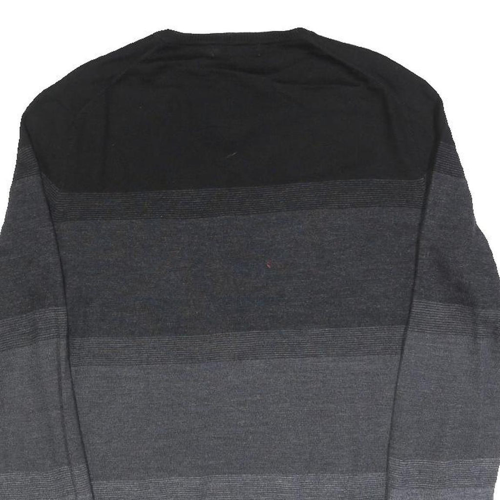 CALVIN KLEIN Mens Black & Grey Patterned V Neck Basic Knit Jumper M Layered