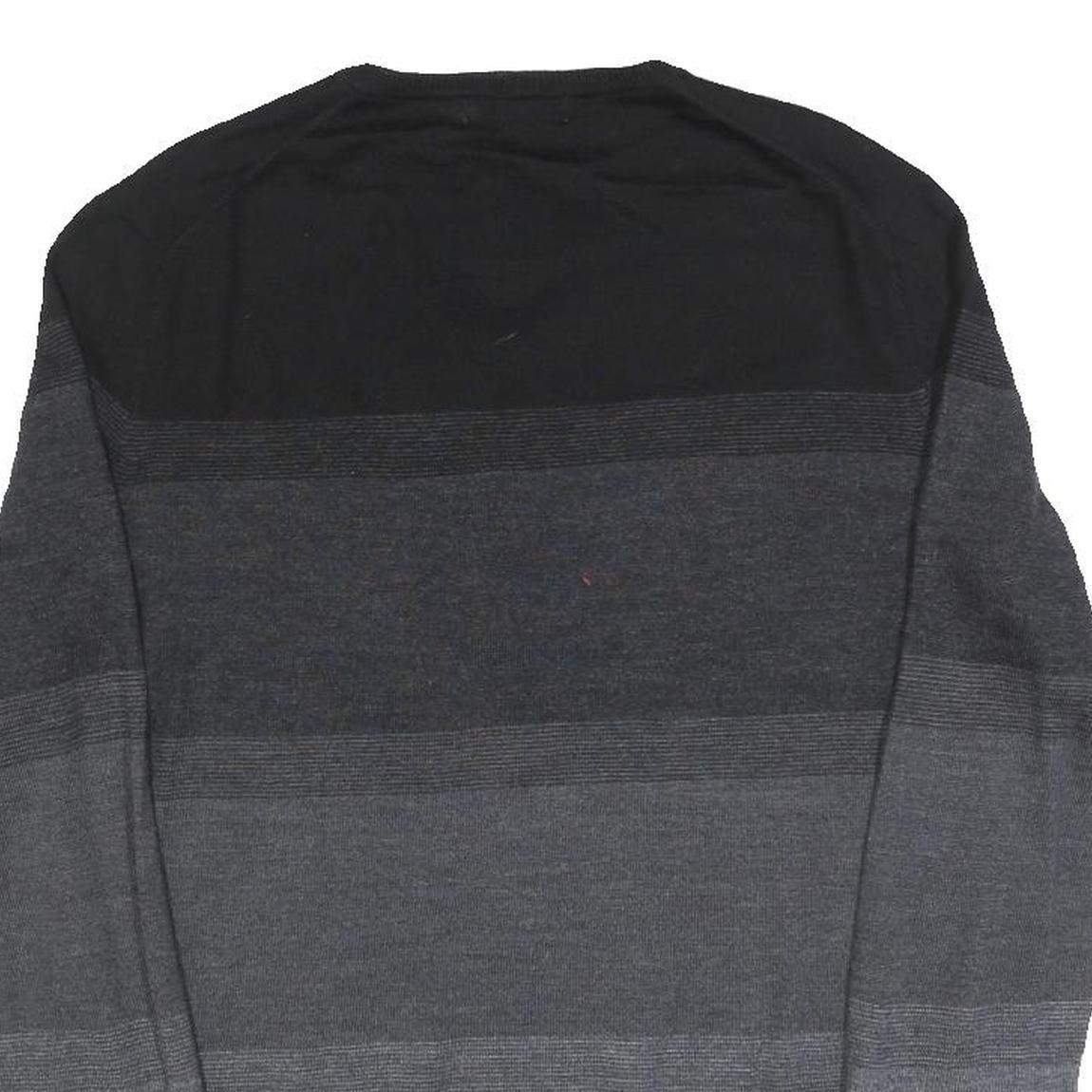 CALVIN KLEIN Mens Black & Grey Patterned V Neck Basic Knit Jumper M Layered