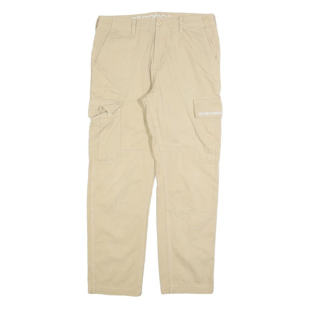 ALL ACCESS Womens Cotton Blend Beige Regular Cargo Trousers W30 L28 Casual