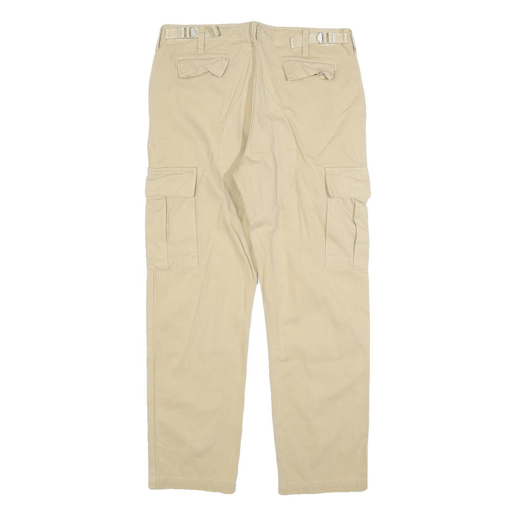 ALL ACCESS Womens Cotton Blend Beige Regular Cargo Trousers W30 L28 Casual