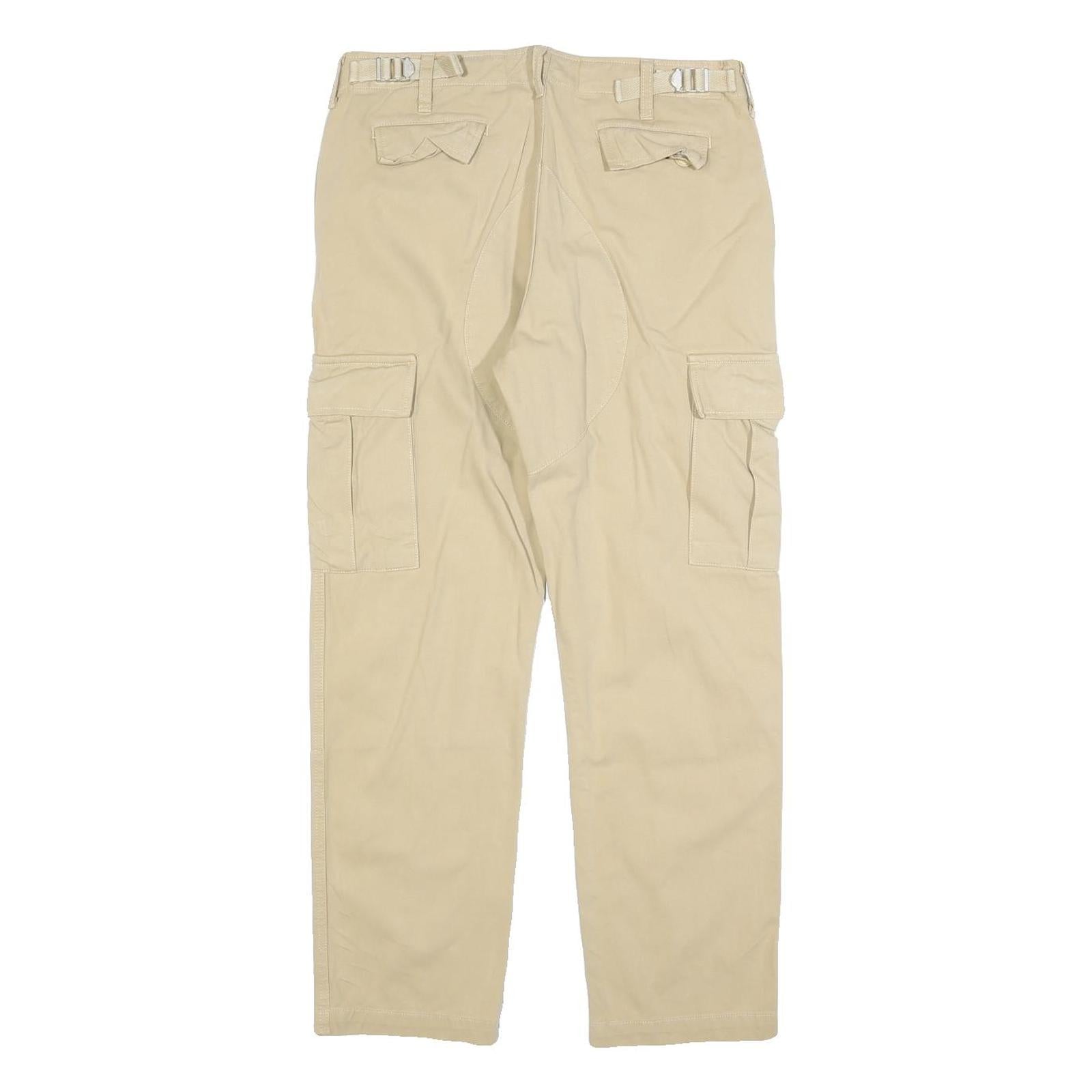 ALL ACCESS Womens Cotton Blend Beige Regular Cargo Trousers W30 L28 Casual