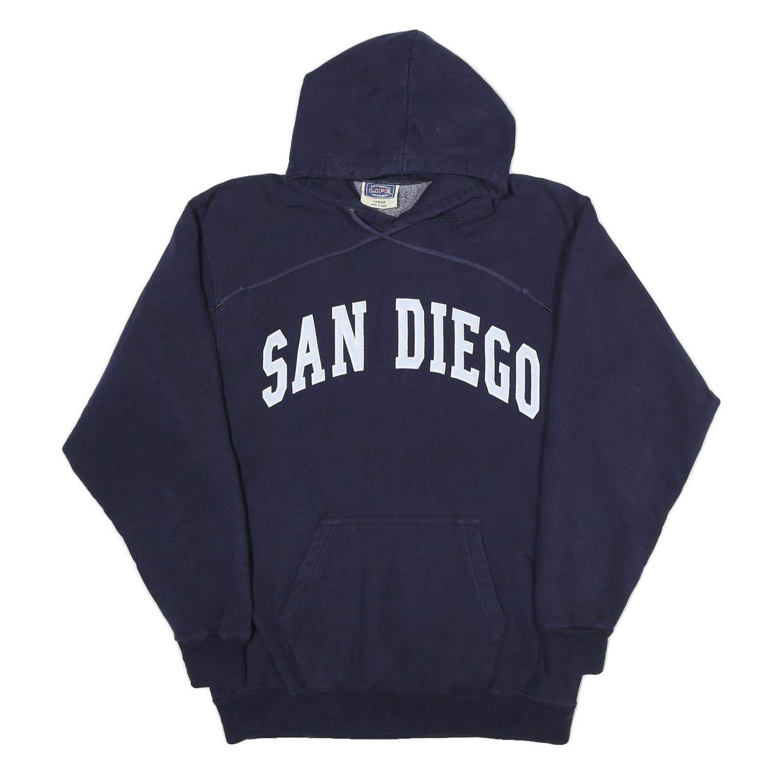 AUTHENTIC LIFE Mens Navy Blue San Diego Pullover Hoodie L Cotton Sweatshirt