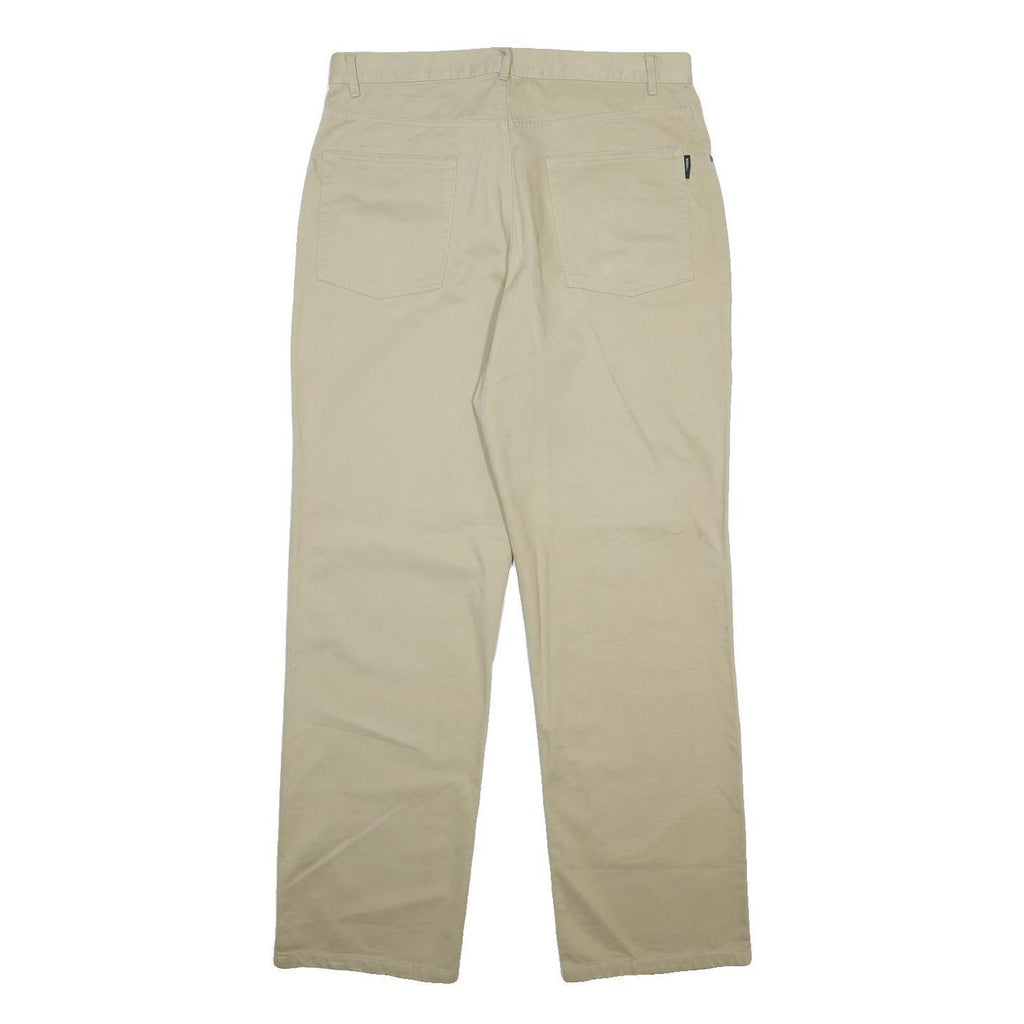 NAUTICA Mens Regular Fit Beige Cotton Trousers W34 L32 Casual Zip Closure
