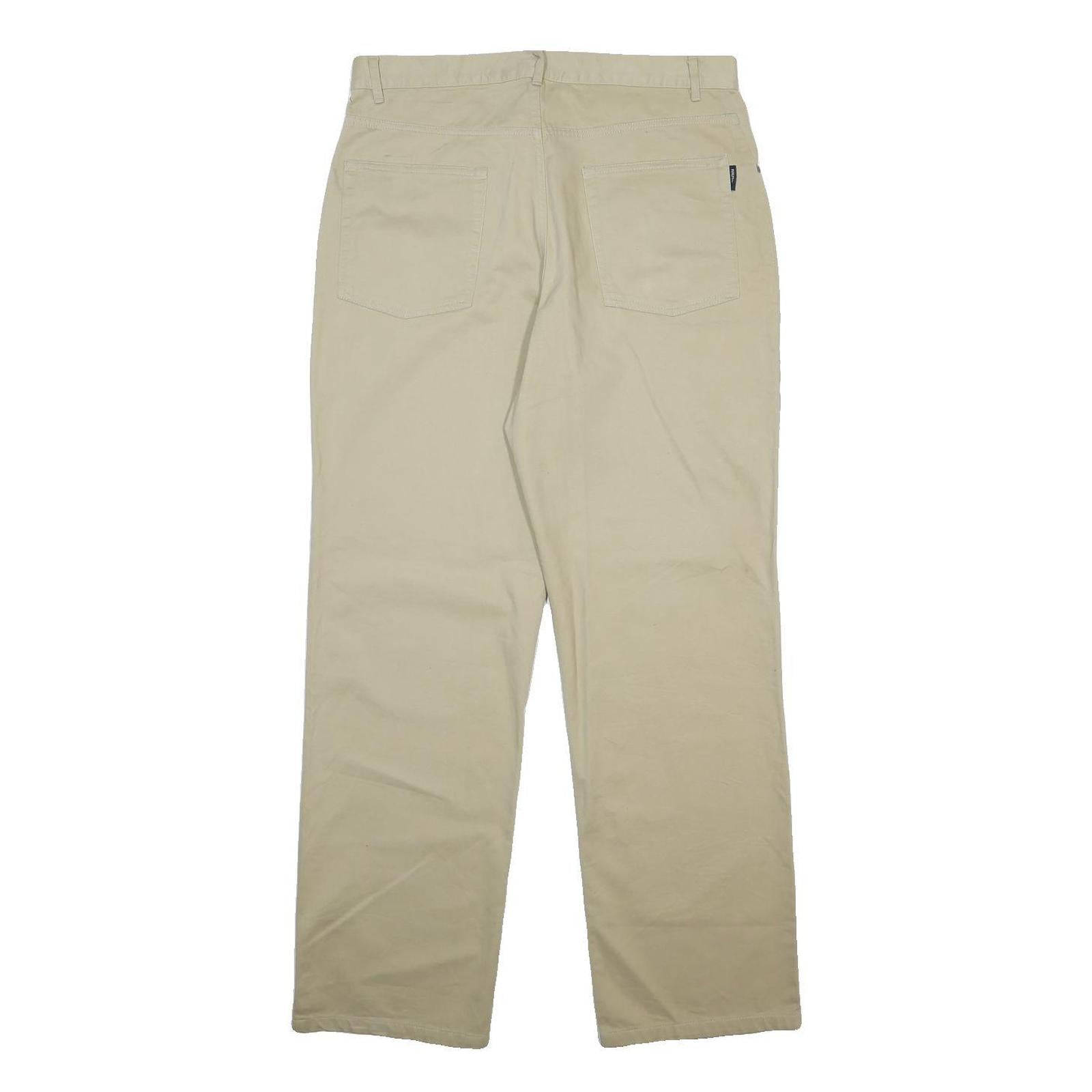 NAUTICA Mens Regular Fit Beige Cotton Trousers W34 L32 Casual Zip Closure