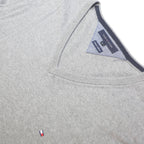 TOMMY HILFIGER Mens Grey Plain V-Neck Basic Knit Jumper XL Cotton Blend Casual