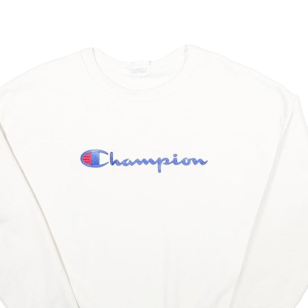 CHAMPION REVERSE WEAVE Womens White Crew Neck L Sweatshirt Cotton Blend Casual