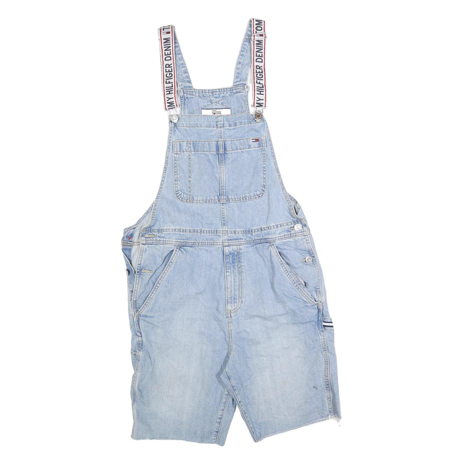 TOMMY HILFIGER Womens Blue Denim Dungarees Relaxed Cotton Blend S W34 L10 Shorts