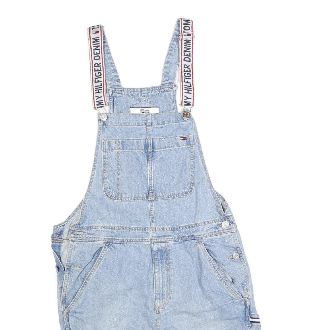 TOMMY HILFIGER Womens Blue Denim Dungarees Relaxed Cotton Blend S W34 L10 Shorts