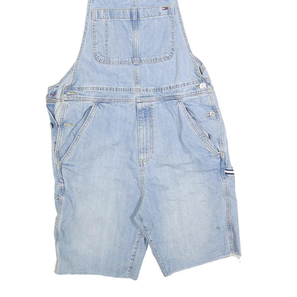 TOMMY HILFIGER Womens Blue Denim Dungarees Relaxed Cotton Blend S W34 L10 Shorts